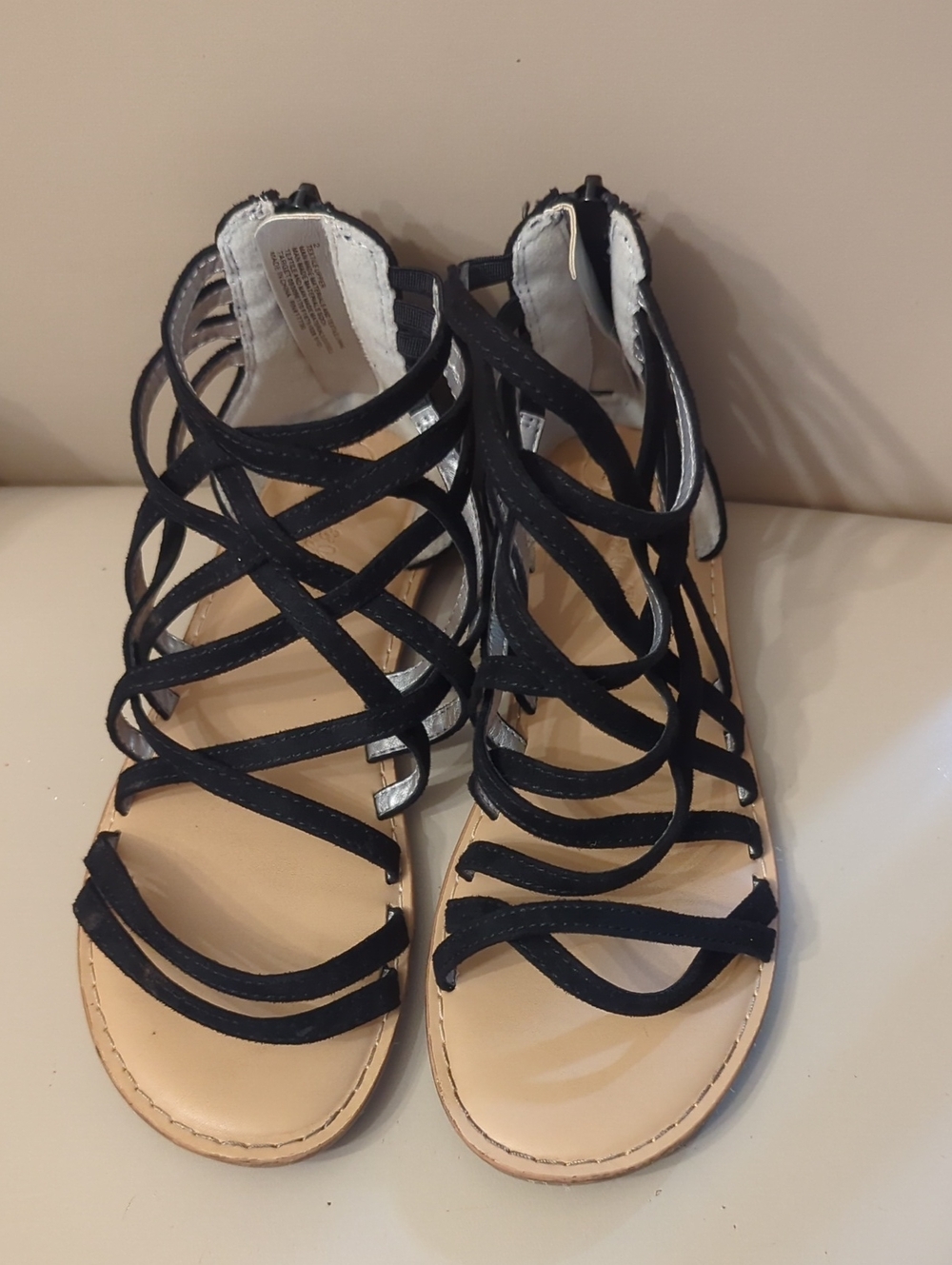 Black Strappy Girls Gladiator Sandals - Stylish Summer Flat
